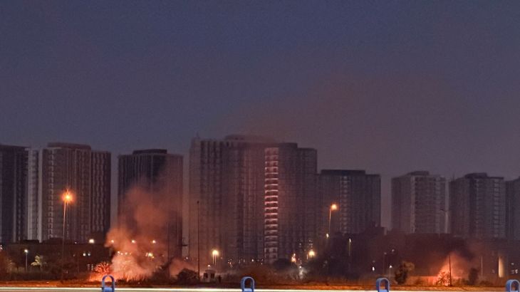 Smoke rises after an explosion at the U.S. Embassy compound in Baghdad, Iraq