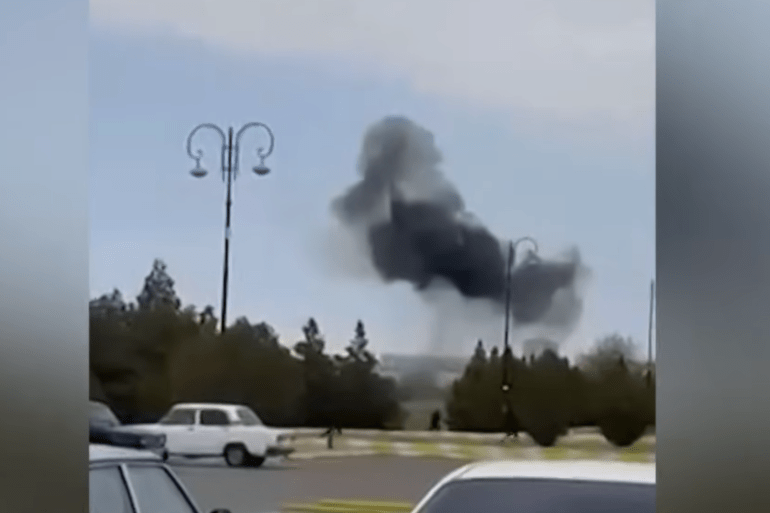An Iranian drone strikes the terminal building of the airport in Nakhchivan