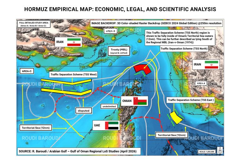 A map of the Strait of Hormuz [Courtesy of Roudi Baroudi]