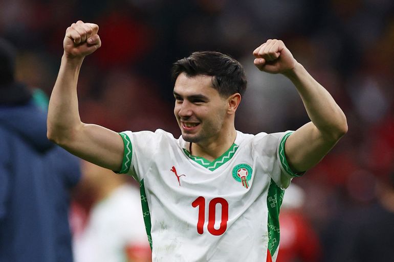 Soccer Football - CAF Africa Cup of Nations - Morocco 2025 - Quarter Final - Morocco v Cameroon - Prince Moulay Abdellah Stadium, Rabat, Morocco - January 9, 2026 Morocco's Brahim Diaz celebrates after the match REUTERS/Siphiwe Sibeko