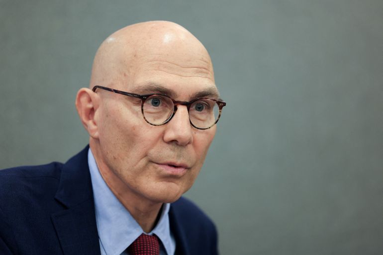 United Nations High Commissioner for Human Rights Volker Turk holds a press conference in Beirut, Lebanon, July 27, 2026. REUTERS/Mohamed Azakir
