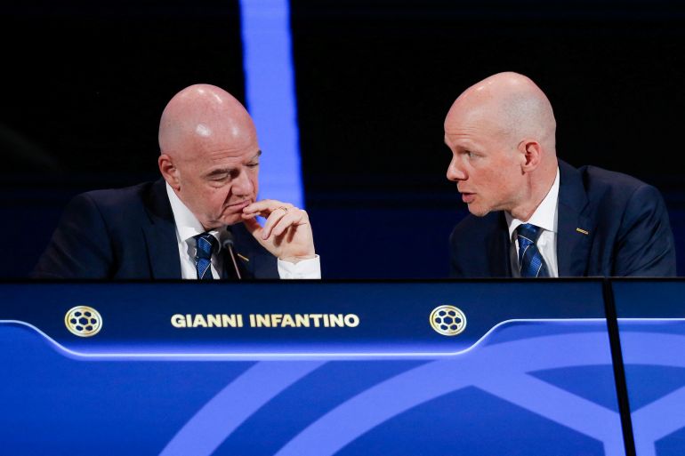FIFA President Gianni Infantino attends the FIFA Congress with FIFA Secretary General Mattias Grafstrom
